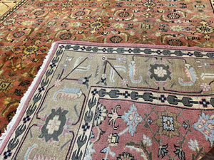 Large Turkish Rug 10x17, Oversized Palace Sized Vintage Handmade Oriental Carpet, Wool Oushak Rug, Light Red