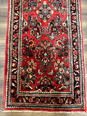 RESERVED Long Persian Sarouk Runner Rug 2.9 x 21, Rare Size for Long Hallway, Wool, Vintage, Floral, Red
