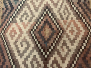 Antique Persian Tribal Kilim Rug 9x12, Zig Zag Pattern Kilim, Zarand Rug, Wool, Earth Tone Colors