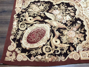 French Aubusson Rug 9x12 - European Design Flatweave Carpet