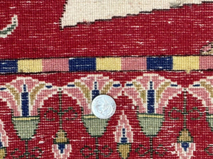 Egyptian Pictorial Rug 3x4, Hieroglyphic Pictorial Rug, Egyptian Prince and Princess, Cleopatra, Vintage Handmade, Red
