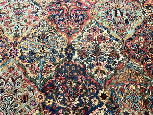Karastan Multicolor Panel Kirman Rug #717, Wool Karastan Rug 5.9 x 9, Vintage Multipanel Kirman, Original Karastan Collection 700 Series