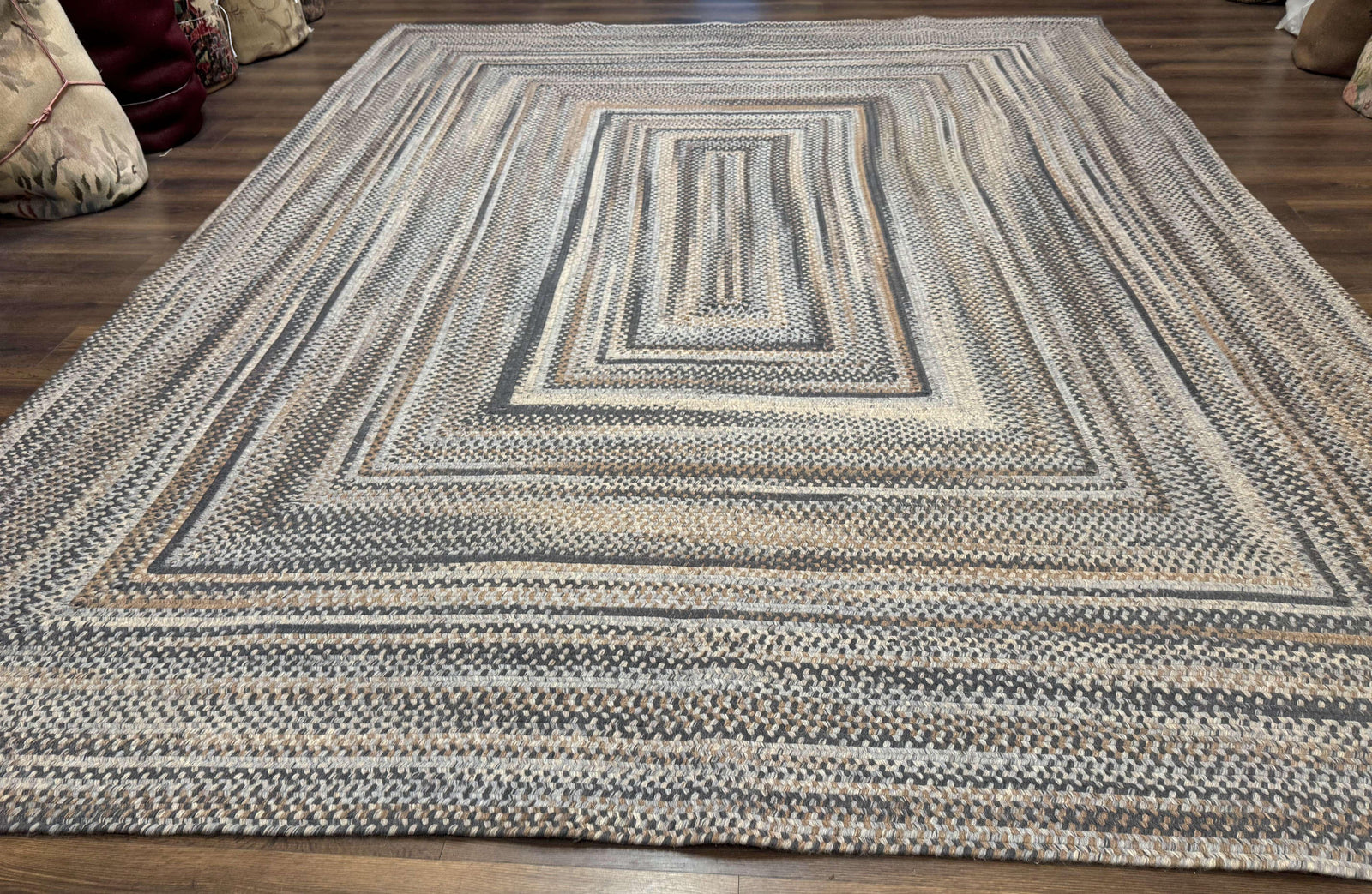 Large American Braided Rug 10x13, Multicolor, Vintage Braided Carpet, Rare Size