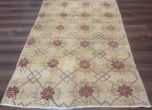 Turkish Rug 5x6, Oushak Carpet, Beige