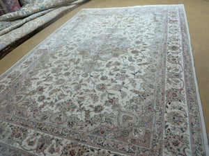 6' X 9' Vintage Chinese Floral Oriental Handmade Virgin Wool Silk Rug Ivory