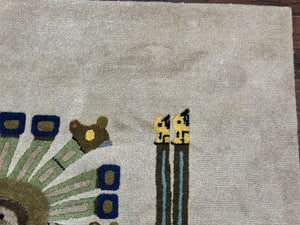 South American Rug 6x7, Unique Native American Design, Ivory, Ecuador Rug, Handmade Wool