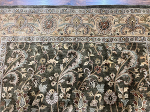 Pottery Barn Rug 8x10, Wool Hand Tufted Vintage Indian Carpet, Room Sized Wool Pile Floral Rug