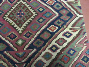 2' 1" X 4' 4" Antique Handmade Bagface Kilim Shirvan Caucasian Wool Rug Nice