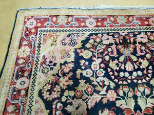 4' X 6' Antique Handmade India Floral Oriental Wool Rug Carpet Organic Blue