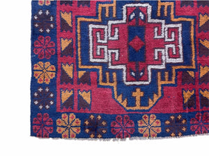 3 X 4.3 Vintage Handmade Tribal Wool Rug Balouch Rug Afghan Rug Red Blue Nice