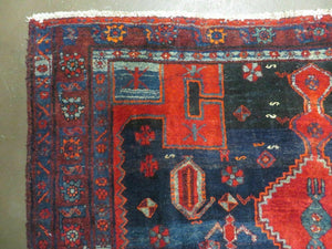 4' 6" X 8' 2" Antique Handmade India Tribal Geometric Wool Rug Red Blue # 129