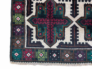 3 X 4.4 Vintage Handmade Tribal Wool Rug Balouchi Rug Afghan Rug Red Beige Green