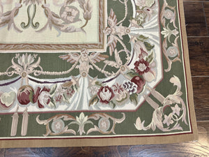 Aubusson Rug 5x8, Wool Handmade Vintage Carpet, Angel Motifs, Flatweave Rug 5 x 8, Medium Sized, European Design