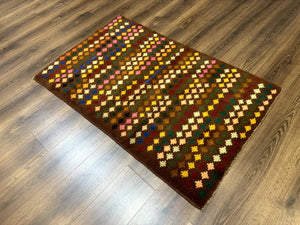 Afghan Balouch Rug 3x5 Multicolor Vintage Handmade Wool Carpet