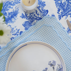 DAHLIA BLUE GINGHAM ROUND FABRIC PLACEMAT (Set Of 4)