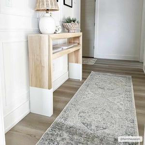 Rudo Blue Washable 7ft Runner Rug