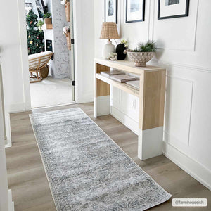 Rudo Blue Washable 7ft Runner Rug