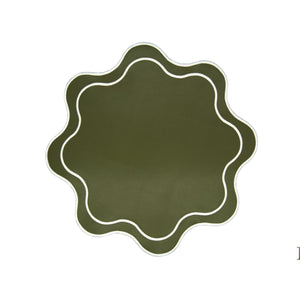 HAVEN GREEN WAVY EDGE FAUX LEATHER PLACEMAT (Set Of 4)