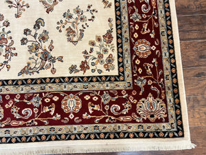 Karastan Rug 8.6 x 11.6, English Manor #2103, Ivory Floral Sarouk, Wool Karastan Carpet, Large Karastan Area Rug, Traditional Karastan Rug