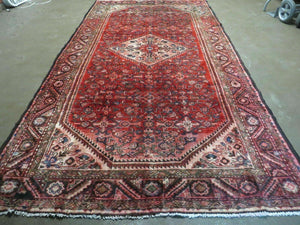 5' 6" X 10' Antique Handmade India Floral Oriental Wool Rug Veg Dyes Red Nice