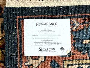 10x13 Wool Rug, Floral Pattern, Birds, Handmade Vintage Carpet, Couristan Rug, Beige