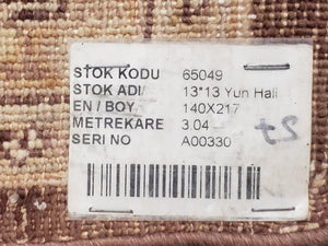 Vintage Pak-Persian Area Rug 4.7 x 7.2 Wool Hand-Knotted Beige & Brown Oriental Pakistani Peshawar Carpet 4x6 - 5x7 Decorative Farmhouse Rug