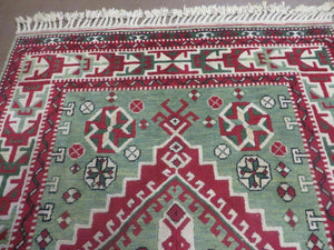 4' X 6' Vintage Handmade Turkish Kazak Design Wool Rug Carpet Nice