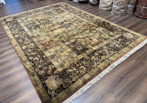 Indo Persian Rug 8.6 x 12 Panel Design Vintage Soft Wool Pile Multicolor