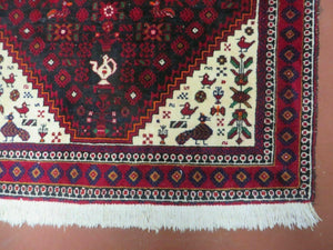 4' X 7' Vintage Handmade Indian Jaipur Rug Bird Carpet