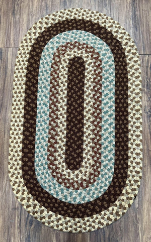 American Braided Rug 2x4 ft Oval Rug, Multicolor Oval Rug, Oval Braided Rug, Hand Woven, Vintage Braided Rug, Small Braided Rug