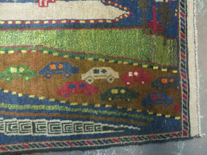 3' X 5' New Vintage Handmade Afghan Balouch Tribal Wool Pictorial Rug # 303