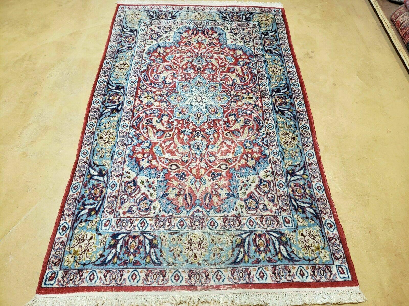 3' 5" X 5' 8" Vintage Handmade Turkish Wool Rug Carpet Vegetable Dyes Nice Red