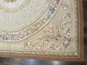Aubusson Rug 9x12, French European Design, Floral, Elegant