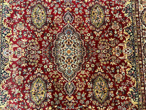 Persian Wool Rug 7x10, Couristan Carpet, Belgium Power Loomed Rug, Red, Floral, Traditional
