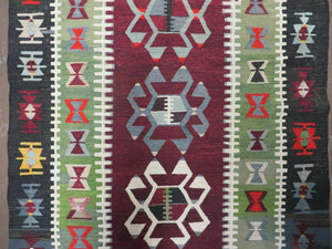 3' 8" X 5' Vintage Turkish Kilim Handmade Flat Weave Wool Rug Veg Dyes