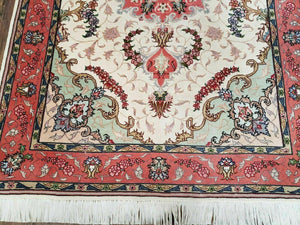 3' 4" X 5' Vintage Handmade Ultra Fine Floral Oriental Turkish Rug Carpet Wow