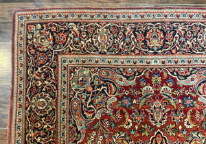 Persian Kashan Rug 4x7, Red, Floral Medallion, Vintage, Wool