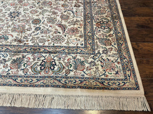 Karastan Rug #738 Tabriz Design 8.8 x 10.6, Room Sized Wool Pile Karastan Carpet, Vintage Discontinued Karastan Area Rug, Ivory, Floral Rug