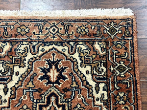 Indo Persian Heriz Runner Rug 2.6 x 8, Rust Color, Vintage