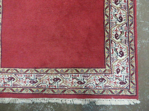 2' 8" X 7' Vintage Handmade India Wool Runner Rug Nice Red Organic Colors