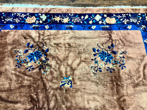 Antique Chinese Wool Rug 9x12, Large Peking Carpet, Handmade, Nichols Rug