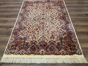 Karastan Ivory Kirman Rug 4x6, Floral Kirman #759, Wool Pile, Vintage, Original 700 Series