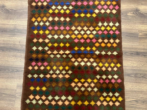 Afghan Balouch Rug 3x5 Multicolor Vintage Handmade Wool Carpet