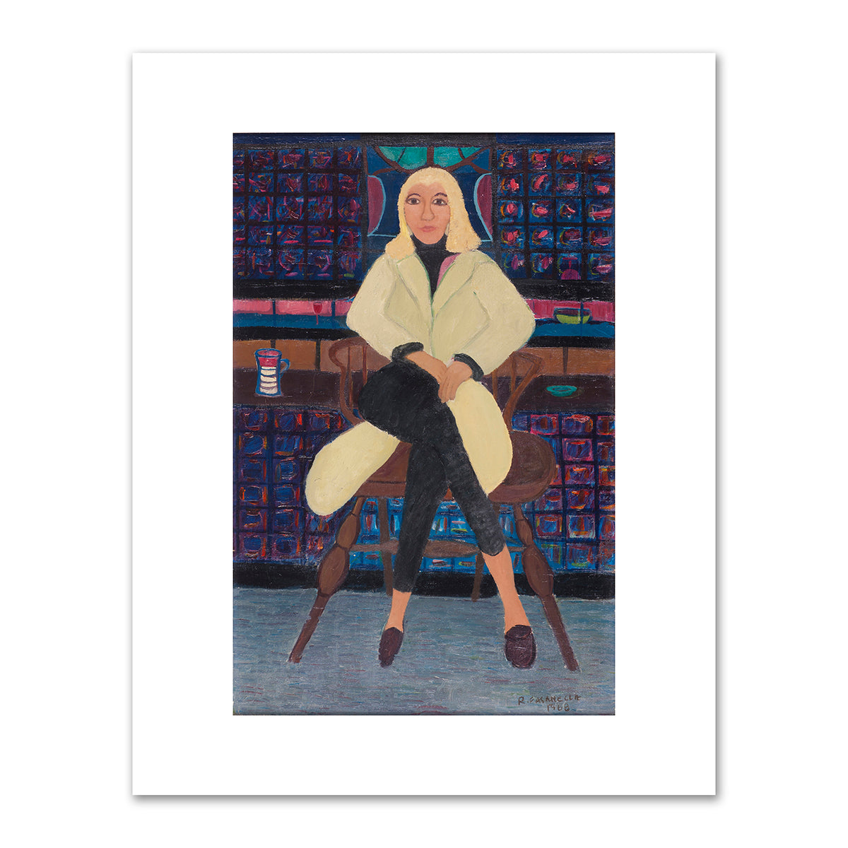 Blond on Bar Stool by Ralph Fasanella