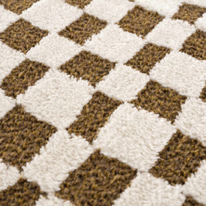Lajos Brown Checkered 7ft Runner Rug