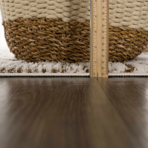Leryn Brown & White Checkered 7ft Runner Rug