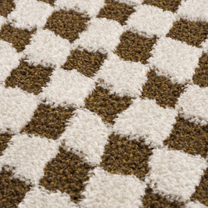 Leryn Brown & White Checkered 7ft Runner Rug