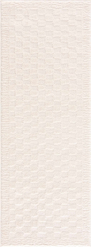 Leryn Ivory Checkered 7ft Runner Rug