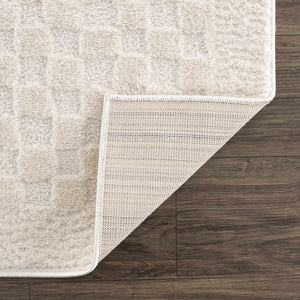 Leryn Ivory Checkered 7ft Runner Rug