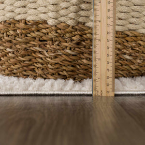 Leryn Ivory Checkered 7ft Runner Rug